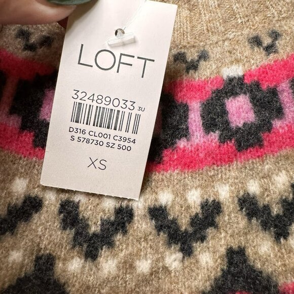 Loft Fair Isle Print Knit Sweater Dress Womens Size XS NWT $89 Acrylic Blend - Picture 9 of 11